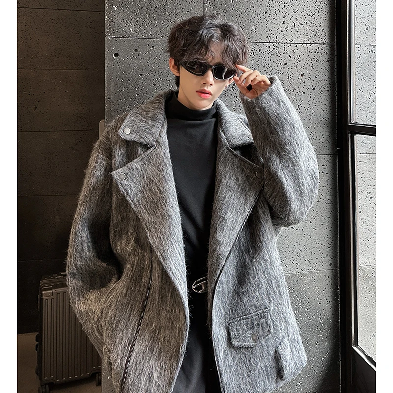 [OIMG] осенне-зимняя новая однотонная повседневная шерстяная куртка на молнии