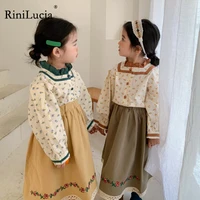rinilucia 2022 spring girls clothing sets floral tops lace long skirt 2pcs suit princess toddler baby kids children clothes