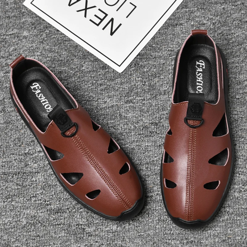 Брендовые сандалии в стиле ретро из коровьей кожи Мужская Летняя обувь Пляжные