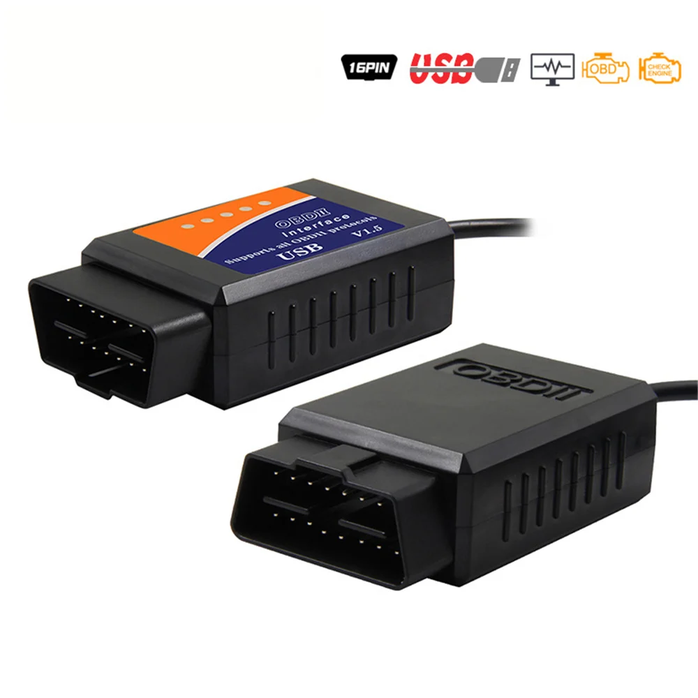 Сканер ELM 327 V1.5 с USB интерфейсом CH340T OBD2 OBDII автомобильный считыватель кодов