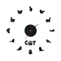 new morden brief design 3d cats quartz diy wall clocks quiet sweep home decor livingroom creative watch wall stickers