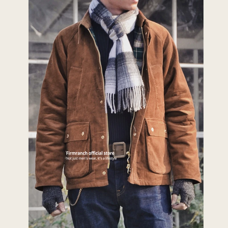 

Винтажная Вельветовая охотничья куртка firmранчо Amekaji с несколькими карманами, плотный карго, тренчкот, осенняя модель для мужчин и женщин, бесплатная доставка