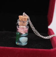 girls wish glass bottle rose luminous drifting bottle imitation flower pendant necklace womens long hair chain necklace