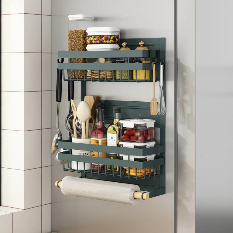 Kühlschrank Regal Organizer Magnetische Papier Handtuch Halter Küche Kühlschrank Spice Rack Lagerung Mikrowelle Rack