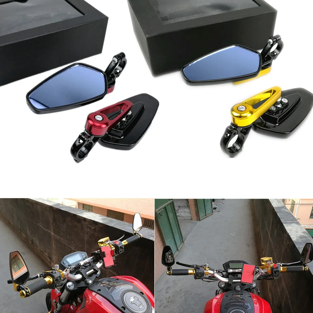 

Pair Motorcycle Aluminium Handlebar Blue Anti Dazzle Rearview Mirror FOR HONDA HORNET 600 CBF 600N STEED 400 FOR KAWASAKI W800