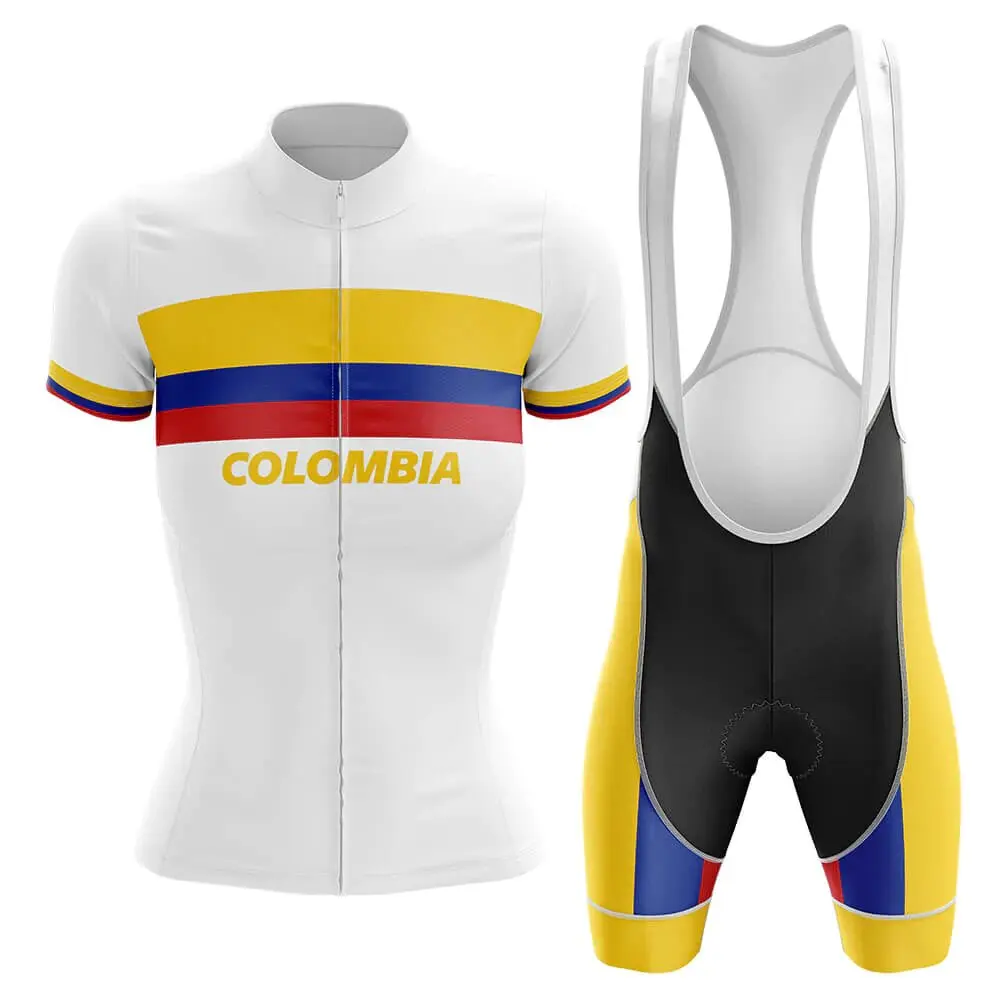 

2022 Colombia Team Retro Women's Cycling Jersey And Bib Shorts Suit