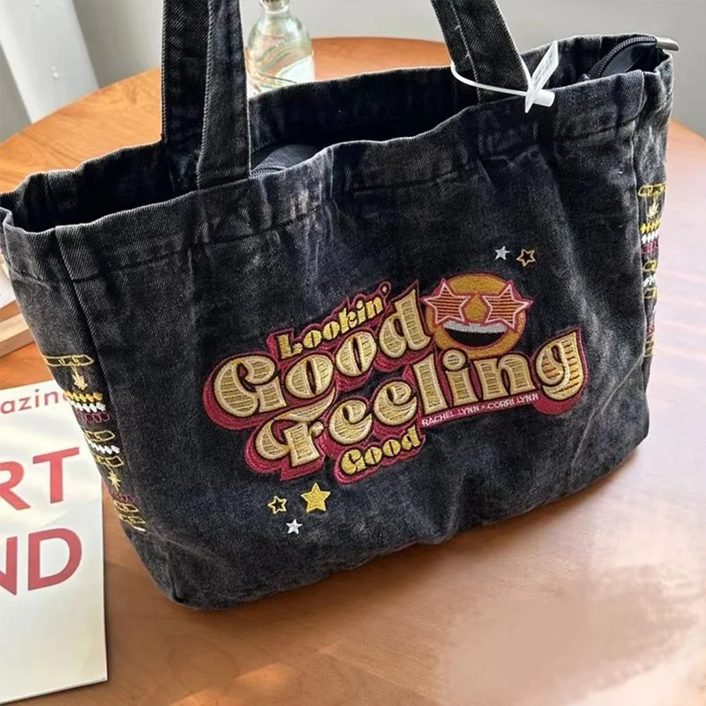 

Вышитая джинсовая дизайнерская женская сумка-Кроссбоди