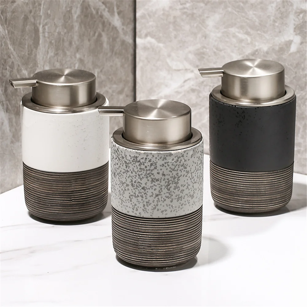 

300ml Ceramic Soap Dispenser Retro Foam Mousse Bottle Empty Sub-bottling for Hand Sanitizer Shower Gel Hotel Bathroom Body Wash