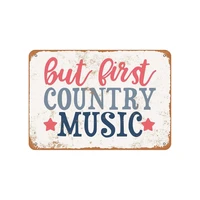 custom wood appearance metal bar signbut first country music vintage look metal sign
