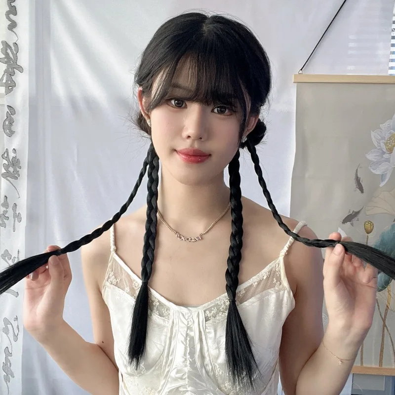 Женский парик для конского хвоста в китайском стиле плетеная коса виде рыбьего Y2K