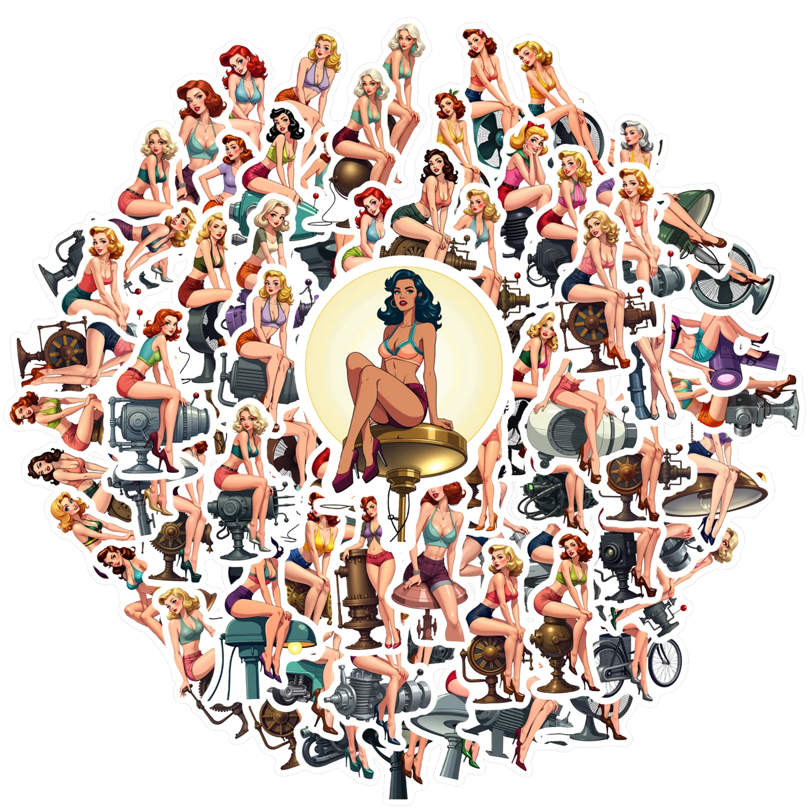 

Ретро наклейки пин-ап 35-70 шт