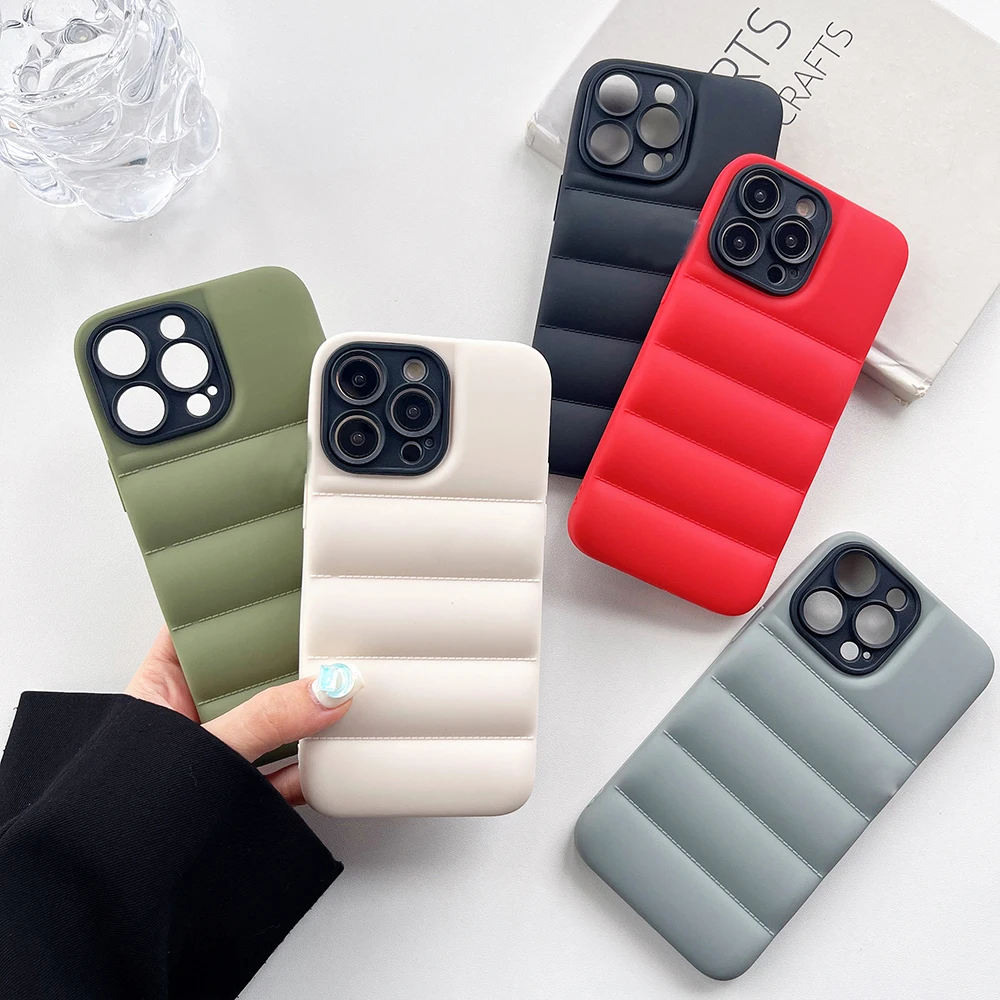 Фото Модный пуховик 2 в 1, чехол для телефона Puffer North для iPhone 16 13 14 15 Pro Max 11 12 Pro 15Plus, противоударный силиконовый чехол №1