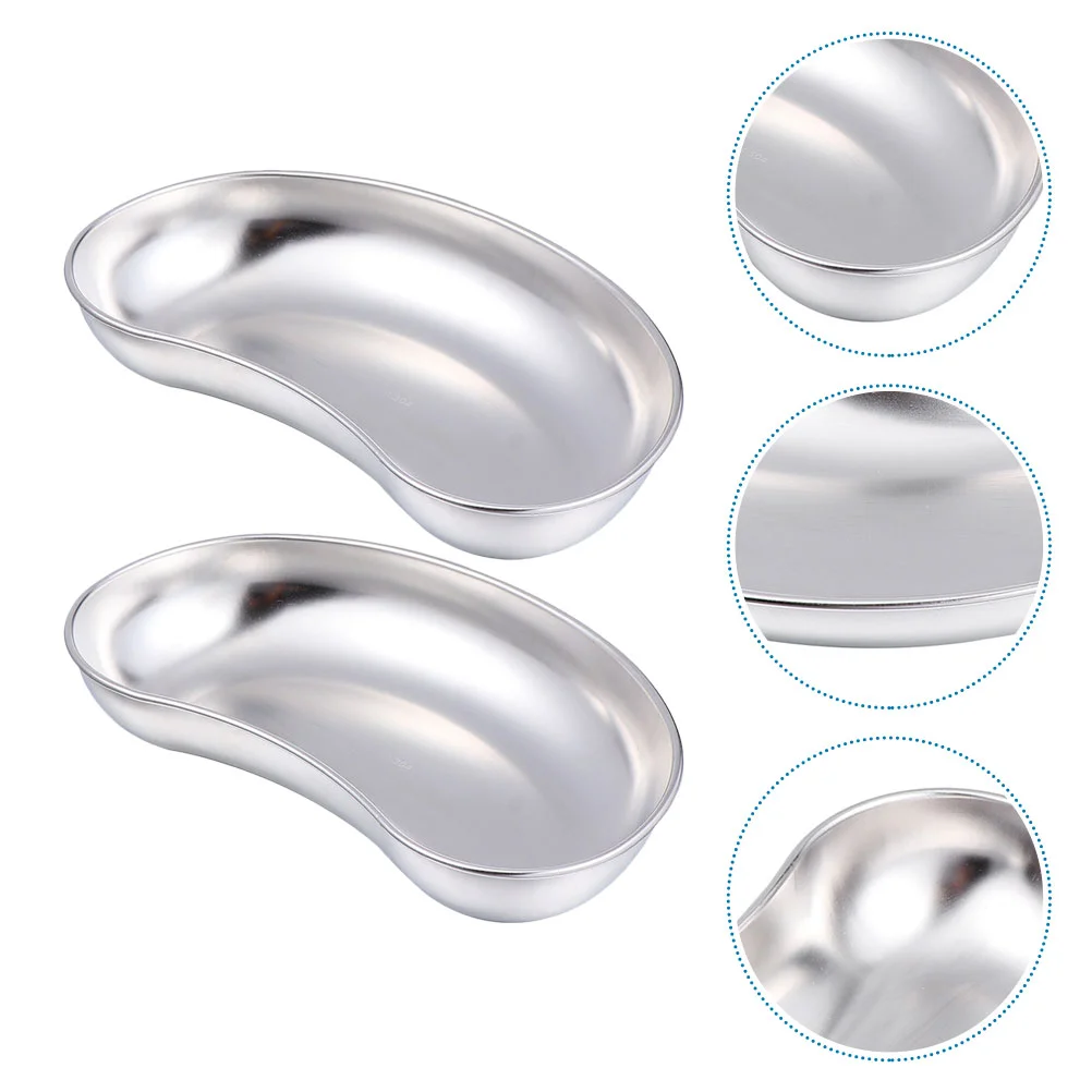 

2pcs Instrument Tray Kidney Bowl Kidney Shape Basin Kidney Dish Bathroom Organizer Tray Holloware