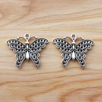 10 pieces tibetan silver butterfly charms pendants beads for diy necklace bracelet earring jewellery making 29x35mm