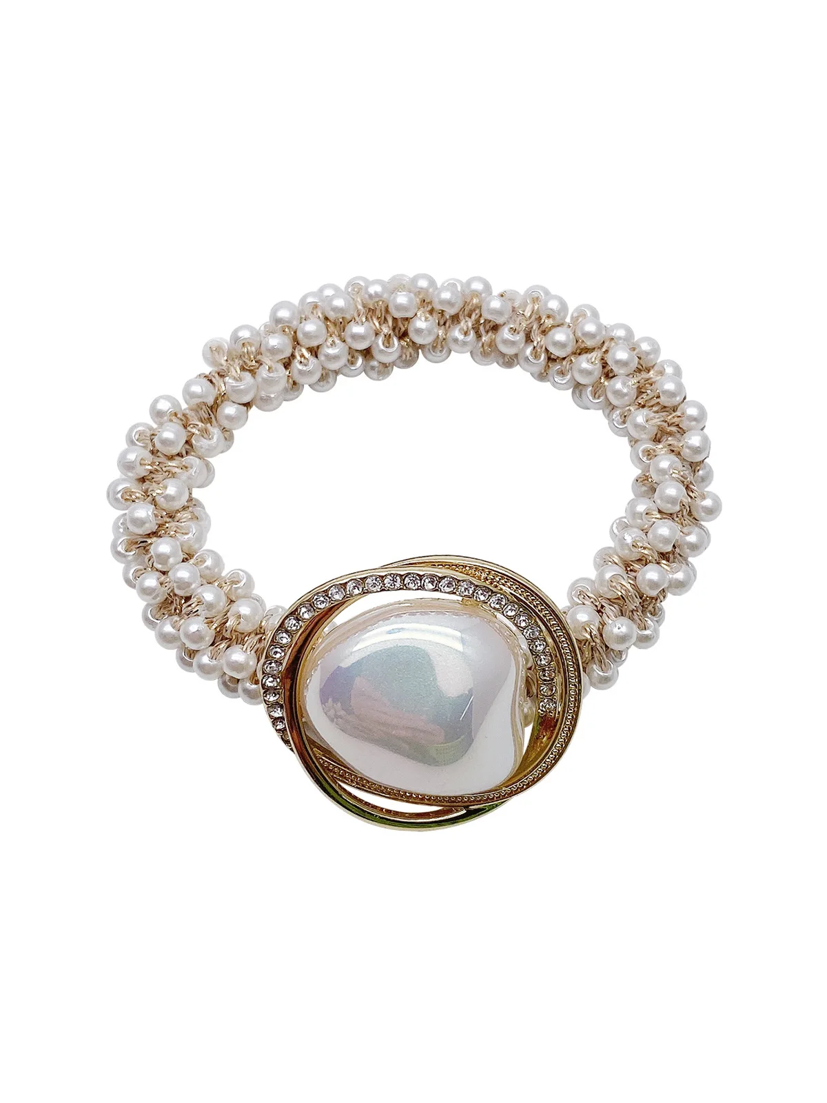 

Korean Pearl Scrunchie Head Rope Wear a Ponytail Hair Rope Head Rope Headdress Accessories and Gifts For Women