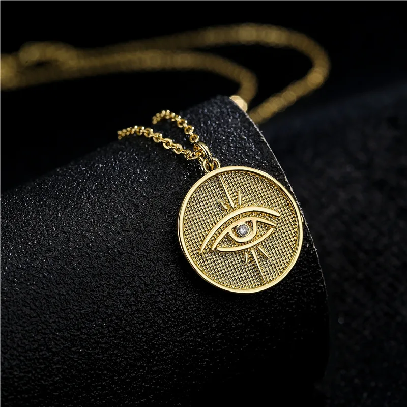 

Vintage Boho 18k Gold Pendant Punk Devil's Eye Necklace Trending Products Jewelry for Women Chains Free Shipping Items Goth Kpop