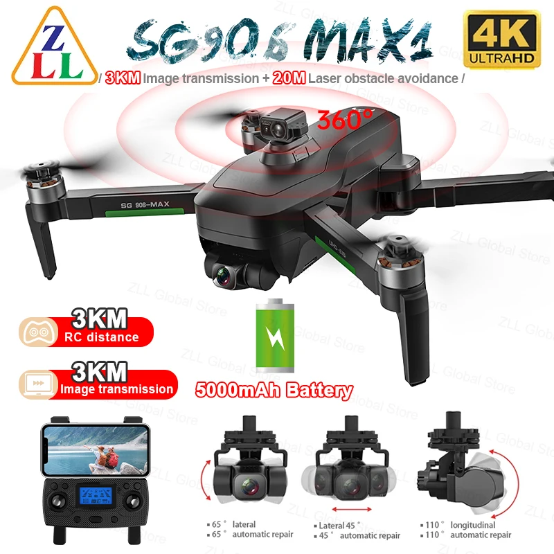 

ZLL SG906 MAX1 Drone 4k Profesional 5G WiFi GPS Dron HD Camera Obstacle Avoidance 3-Axis Gimbal RC Quadcopter VS F11S 4K Pro
