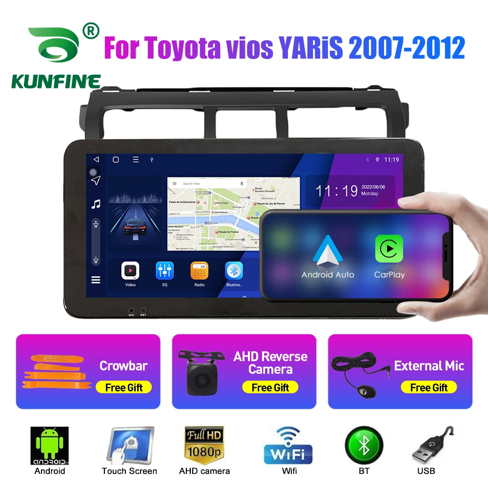 

Автомобильный радиоприемник 10,33 дюйма для Toyota vios YARiS 05-12 2Din Android Восьмиядерный автомобильный стерео DVD GPS навигатор плеер QLED экран Carplay