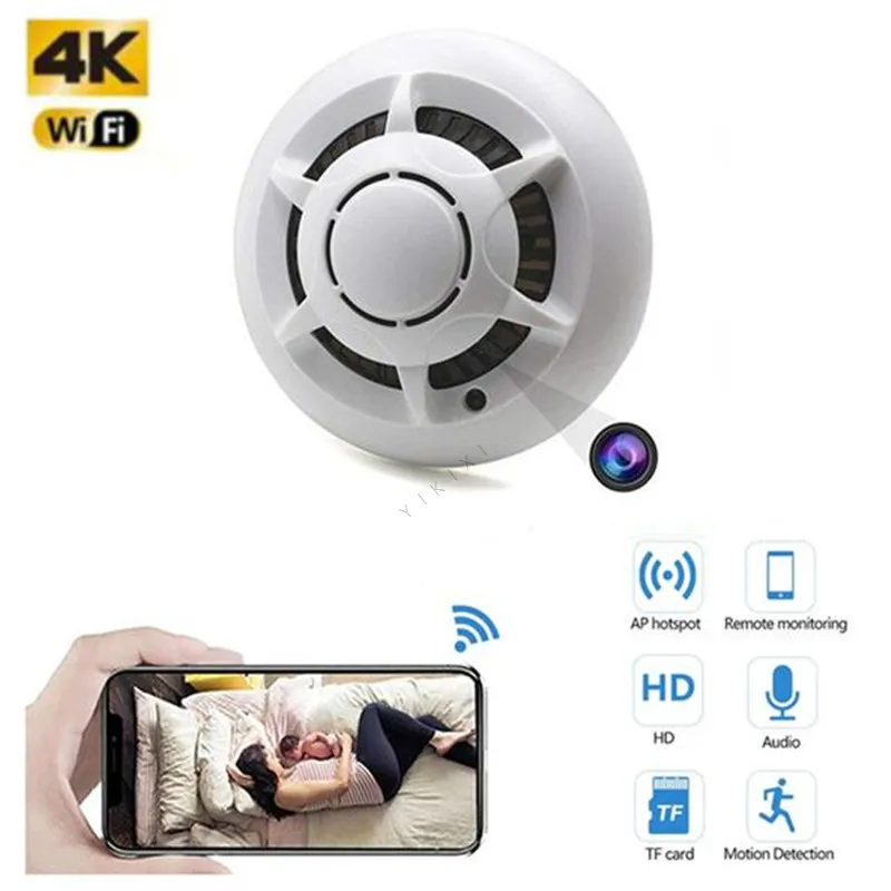 

ip light bulb Cam HD 4K Smoke Alarm Wifi Camera Ceiling Night Vision Motion Detection Security P2P/AP SurveillanceRemote Monitor