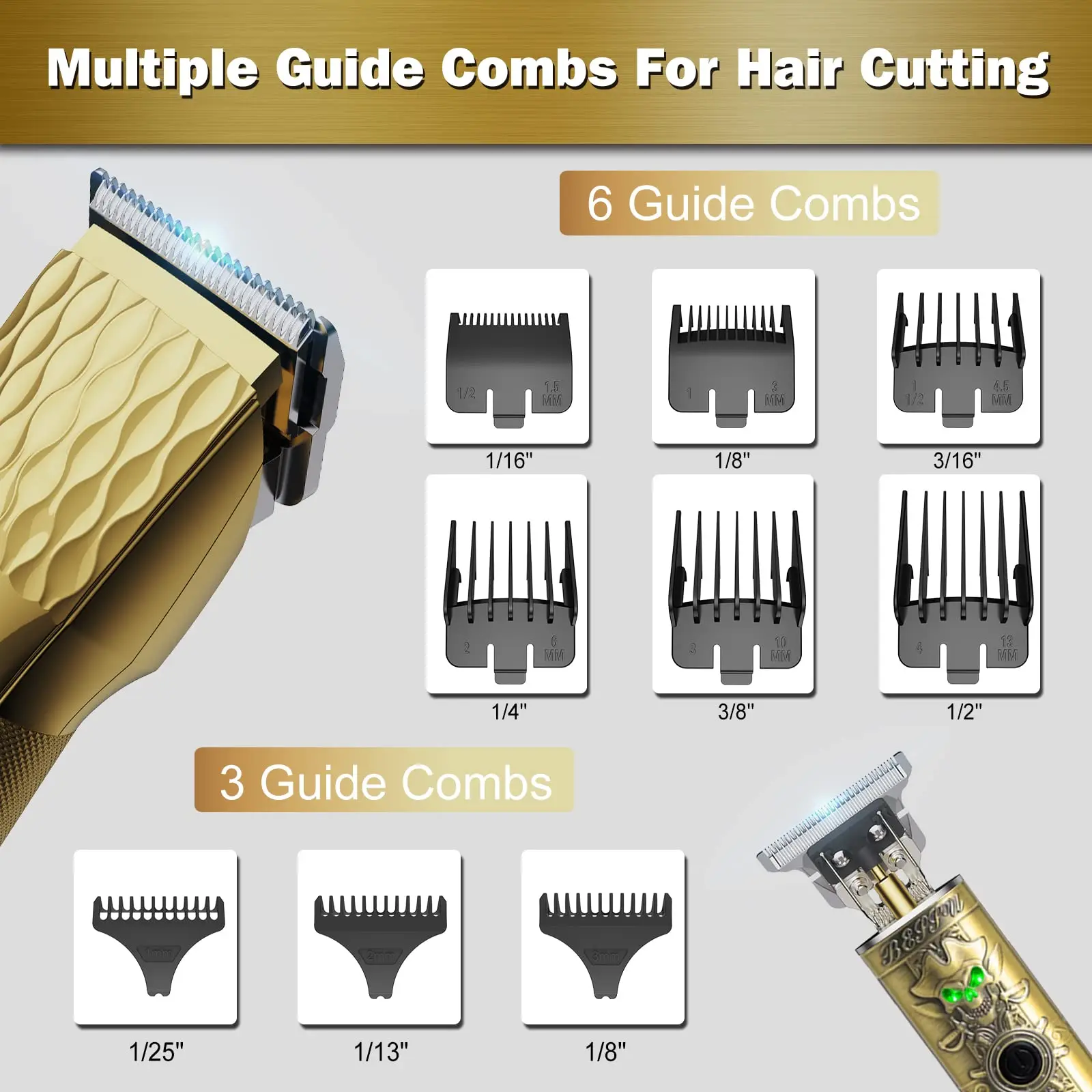 Beutyone Hair Clipper Professional Hair Cutting Machine Adjustable Hair Trimmer Cordless Barber Digital Display Clipper for Men enlarge