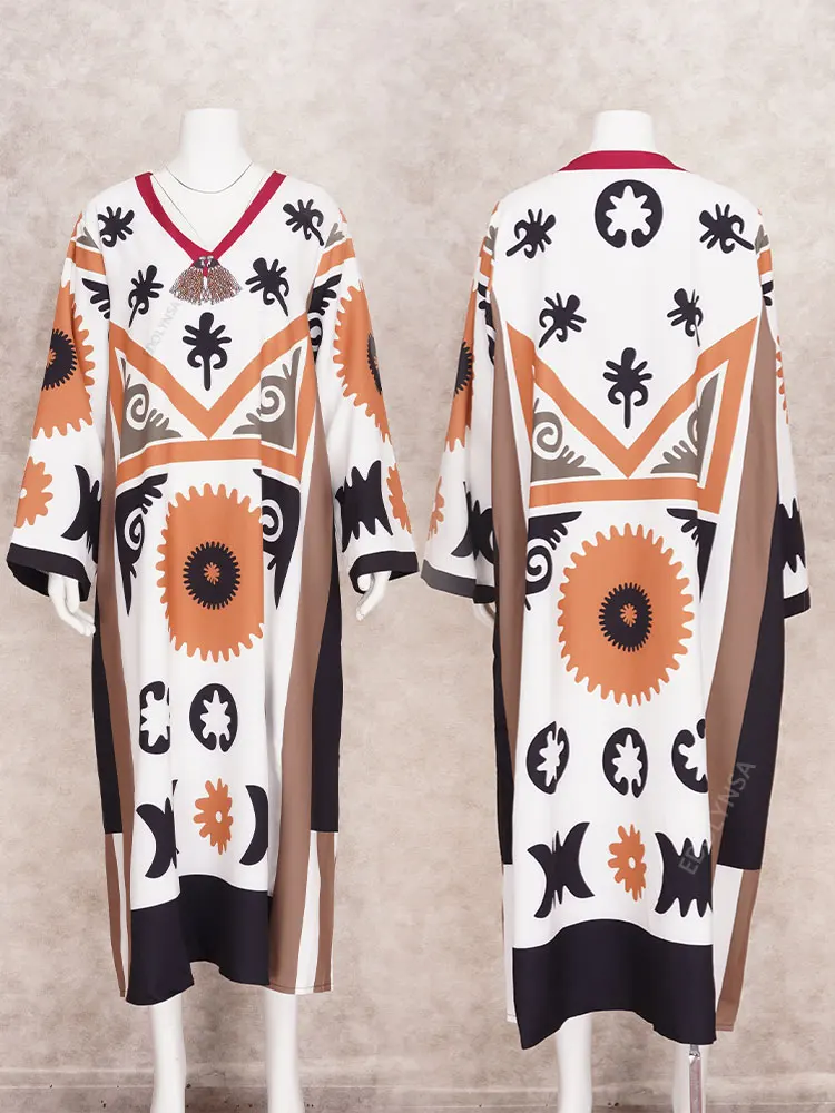 Повседневный кафтан с принтом туника Пляжное Платье Средний Восток