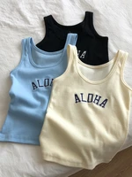 ljlgly summer crop tops letter knitted off shoulder slim y2k tank tops female o neck elastic solid elegant tops women streetwear