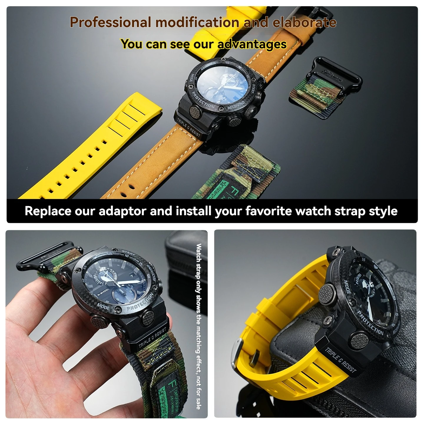 Фото Для Casio Big Mud King GWR-B1000 модификация специальный кожаный резиновый разъем для головки часов конвертер 22 мм №4