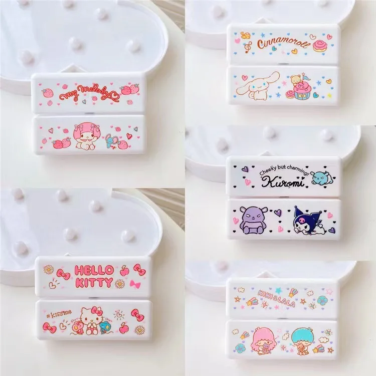 

Sanrioed Hellokittys Mymelody Kuromi Cinnamoroll LittleTwinStars Cute Portable Small Medicine Box Carry-on Storage Medicine Box