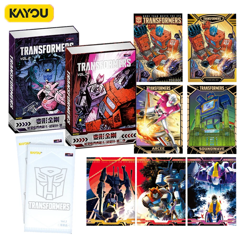 Фото Оригинальный набор KAYOU Transformers Vol.2 Energy Boundary Super Booster Pack: Классические коллекционные карточки-игрушки с редкими фольгированными элементами по мотивам аниме-меха. №1