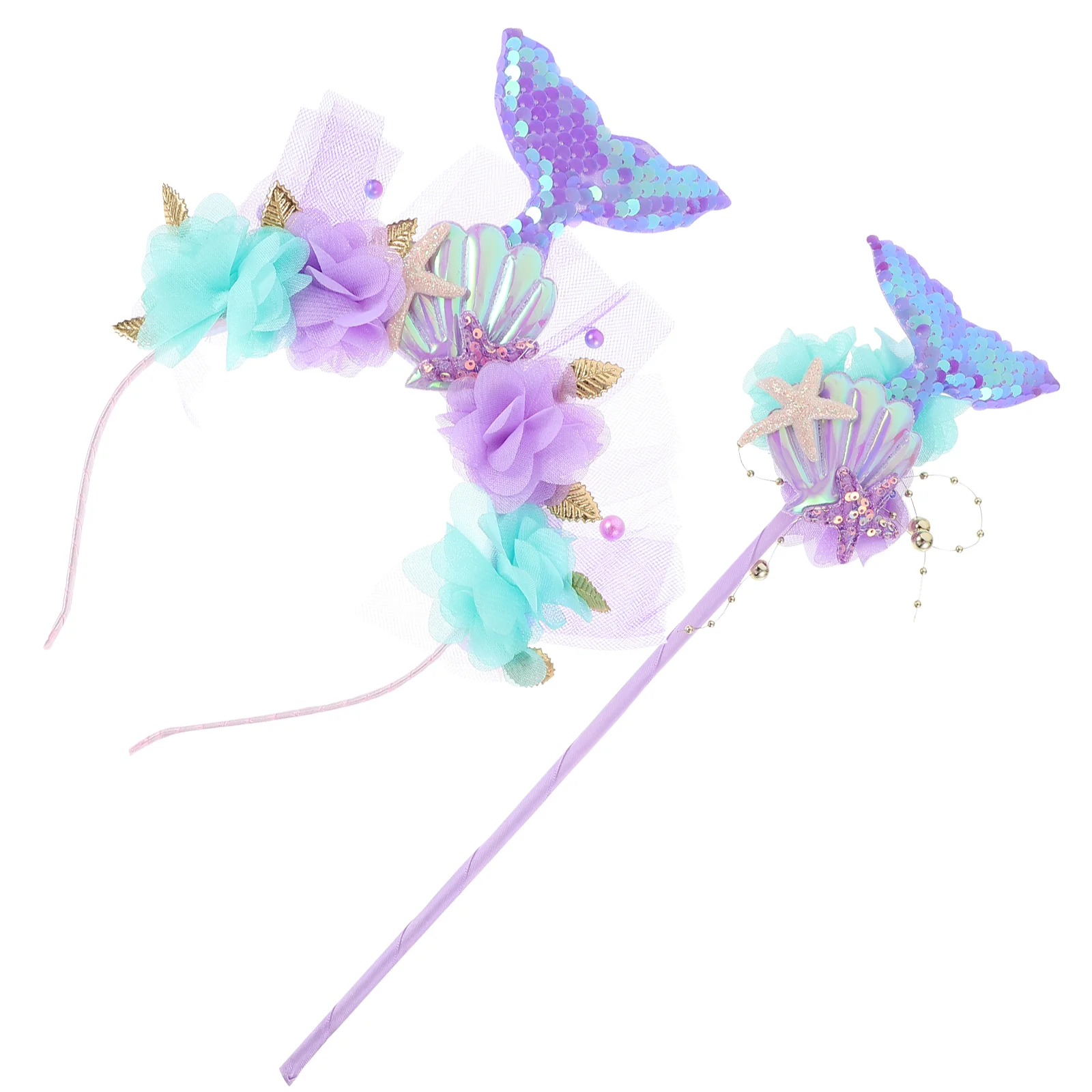 

Mermaid Costume Props Wand Fairy Headband Sequin Tail Cosplay Chic Girls Hairband Sequins Decorative Headbands