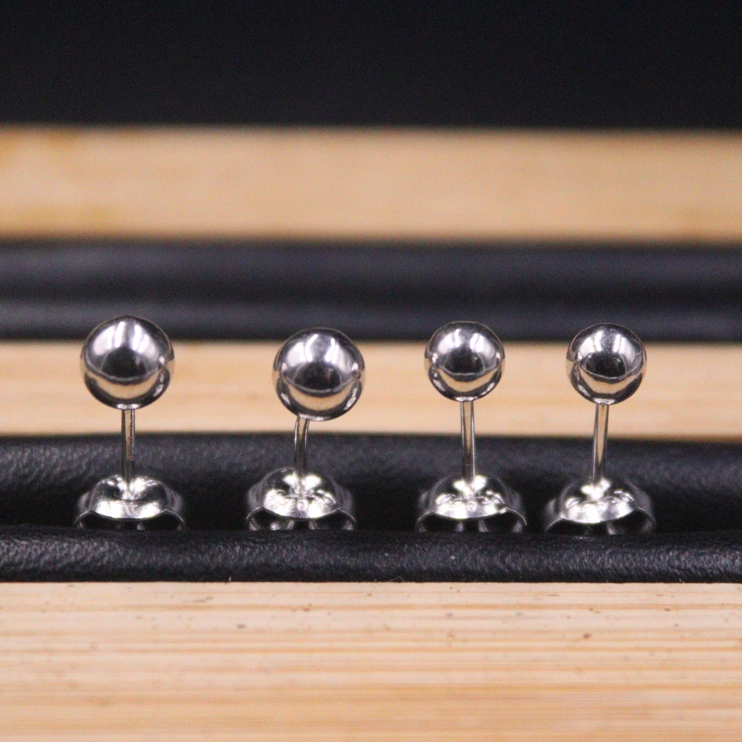 

Marked Pt950 Real Platinum 950 Earrings Stud For Women Polish Ball 3.5/4.5/5mm Earrings Hook Three Size Can Choose