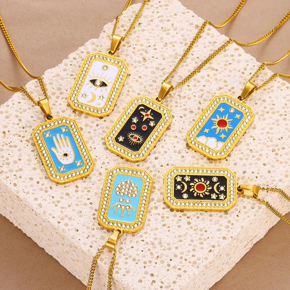 Женские Подвески В Виде Карты Таро Из Нержавеющей Стали Ожерелье Ювелирные