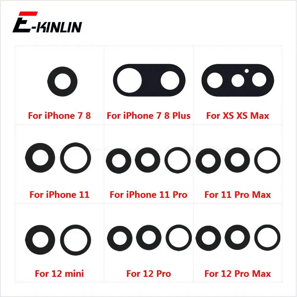 

5pcs\lot Rear Back Camera Glass Lens Cover Repair Parts For iPhone X XS 11 12 mini 12 Pro Max 6 6S 7 8 Plus
