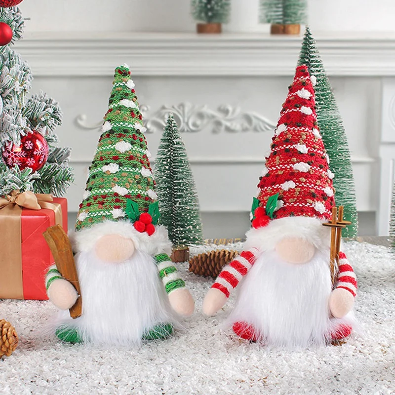 Рождественская Кукла сани эльф лыжи Гном с искусственной рукояткой