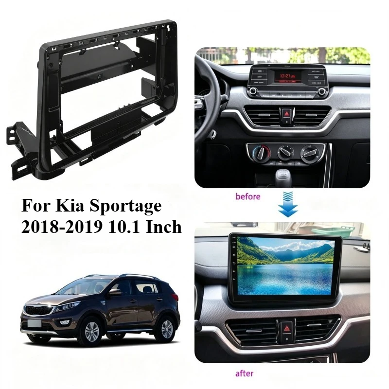 Фото Для Kia Sportage 2018-2019, 10,1-дюймовая 2-DIN рамка для автомобильной стереосистемы, панель для модификации приборной панели, декоративная накладка. №1