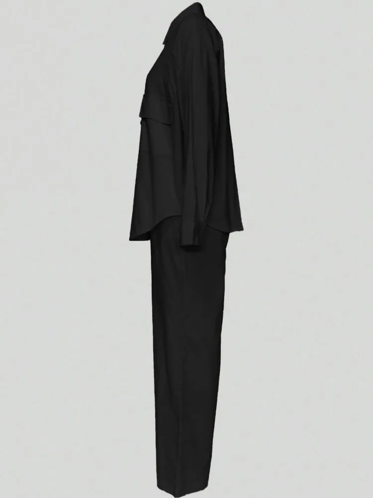 2 комплекта из двух предметов черная блузка с длинными рукавами топы и брючные