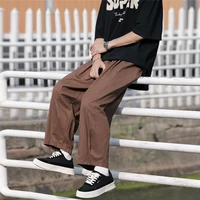 summer brownblack casual pants men fashion wide leg pants men japanese streetwear hip hop loose straight pants mens trousers