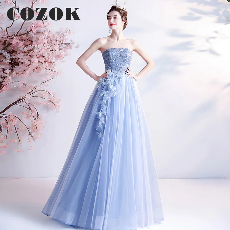 Женское вечернее платье с открытой спиной Тюлевое без бретелек элегантное