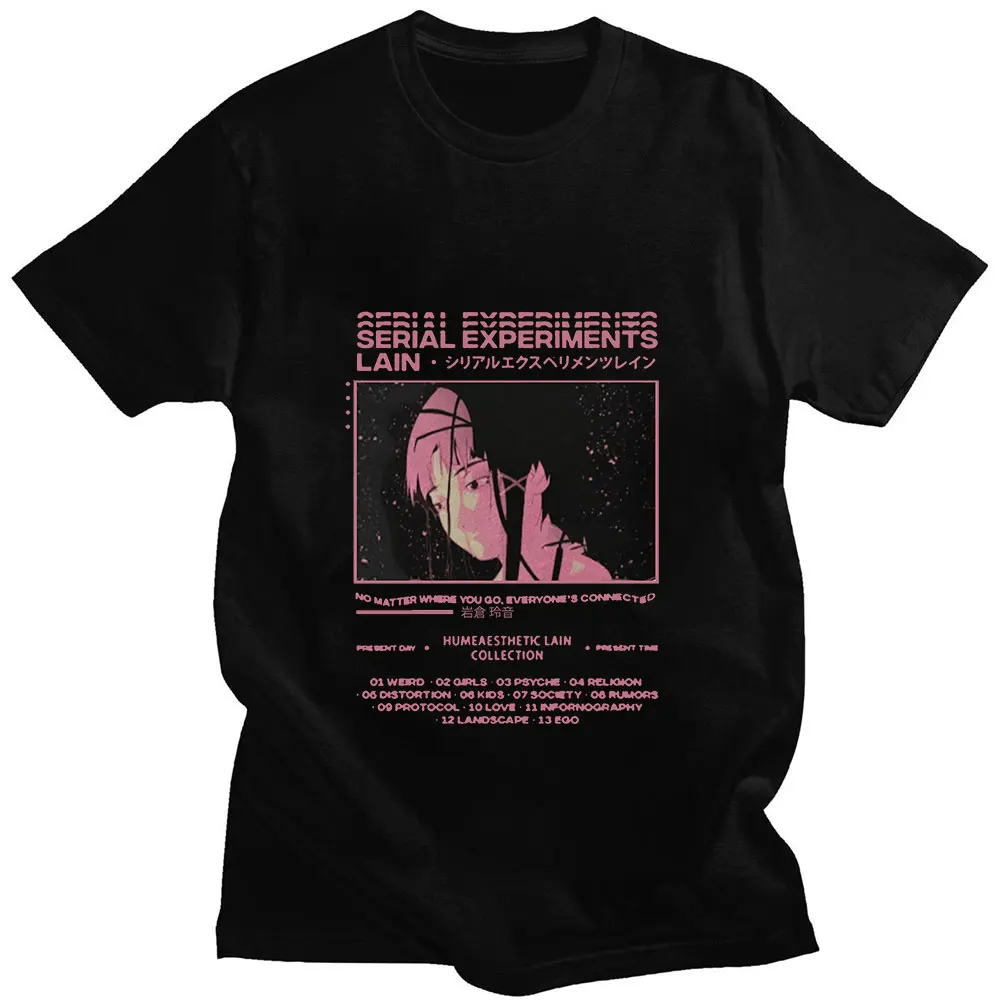

Anime Serial Experiments Lain Japanese Comic Print Summer Short-sleeved Cotton Loose Casual Sport Woman Simple Design T-shirt