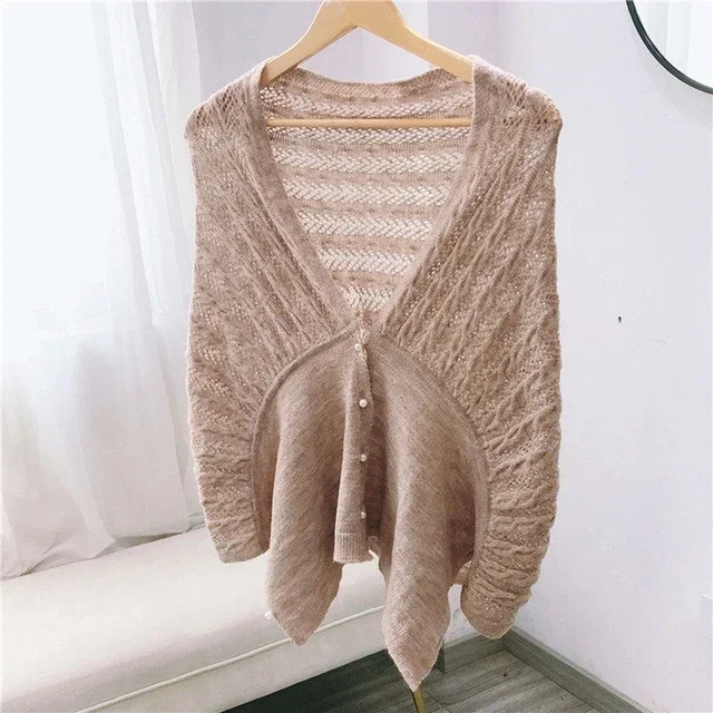 Весенне-осенний новый женский вязаный плащ-шаль многофункциональный теплый шарф