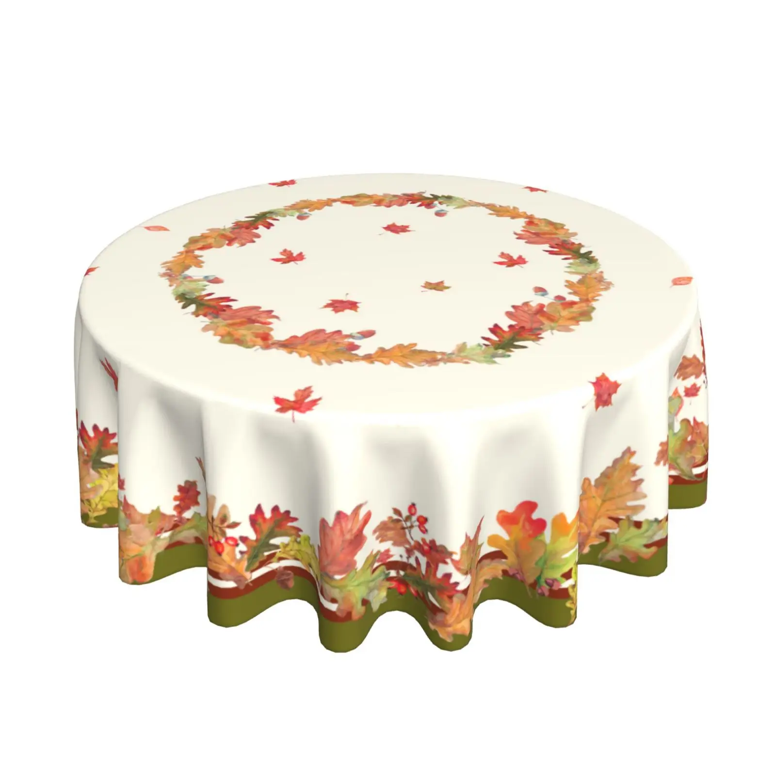 

Watercolor Autumn Leaves Table Cloth Fall Round Tablecloth 60 Inch Thanksgiving Fabric Tablecloth for Parties Dining Table Decor