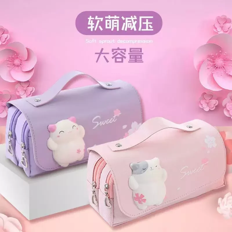 

Pencil Case Stationery Box Slow Rebound Pencil Case Large-capacity Storage Bag Pupils Cute Pencil Case Multi-function