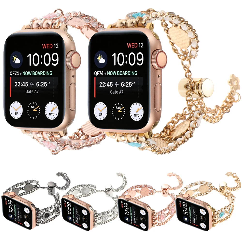 

Jewelry Women's Strap For Apple Watch Band 8 7 6 Diamond Metal Belt For iWatch 49mm 41/45mm 44/40mm Luxury Serie SE 5 3 Bracelet