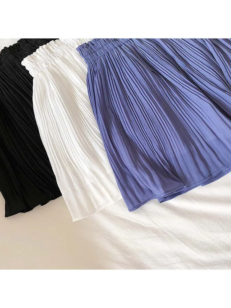 Модная плиссированная мини-юбка с эластичным поясом в Корейском стиле Женская