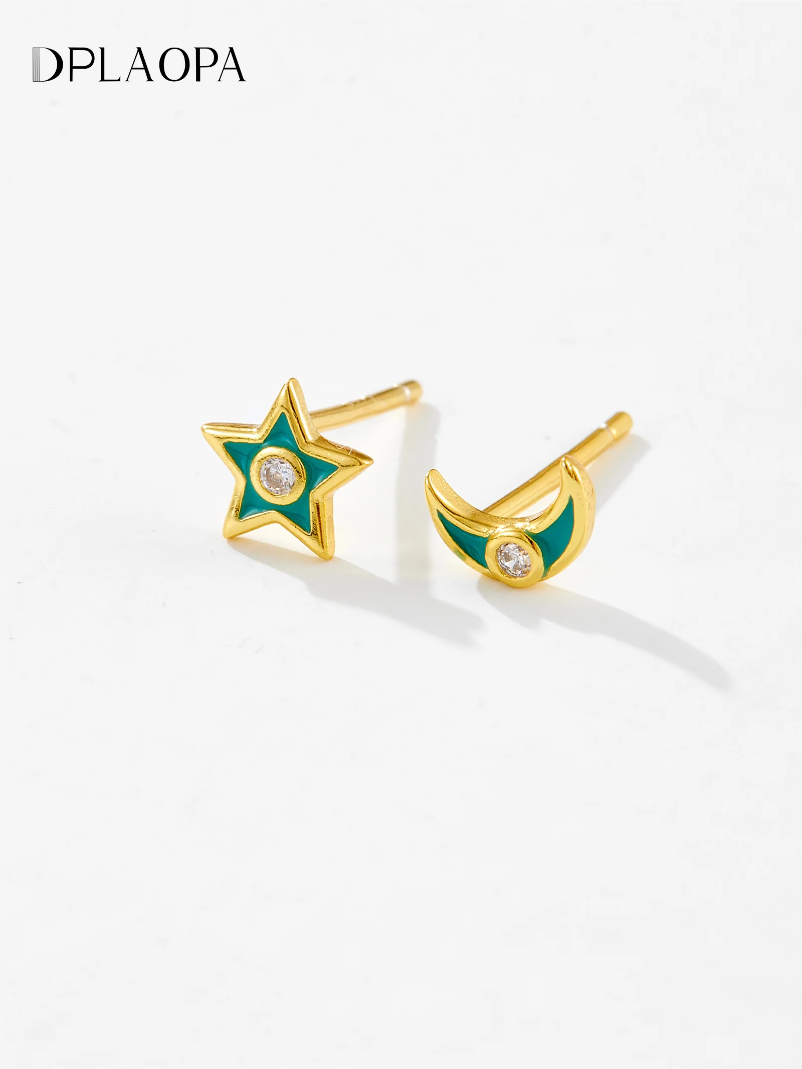 Серьги-гвоздики DPLAOPA из стерлингового серебра 925 пробы луна звезда мини циркон