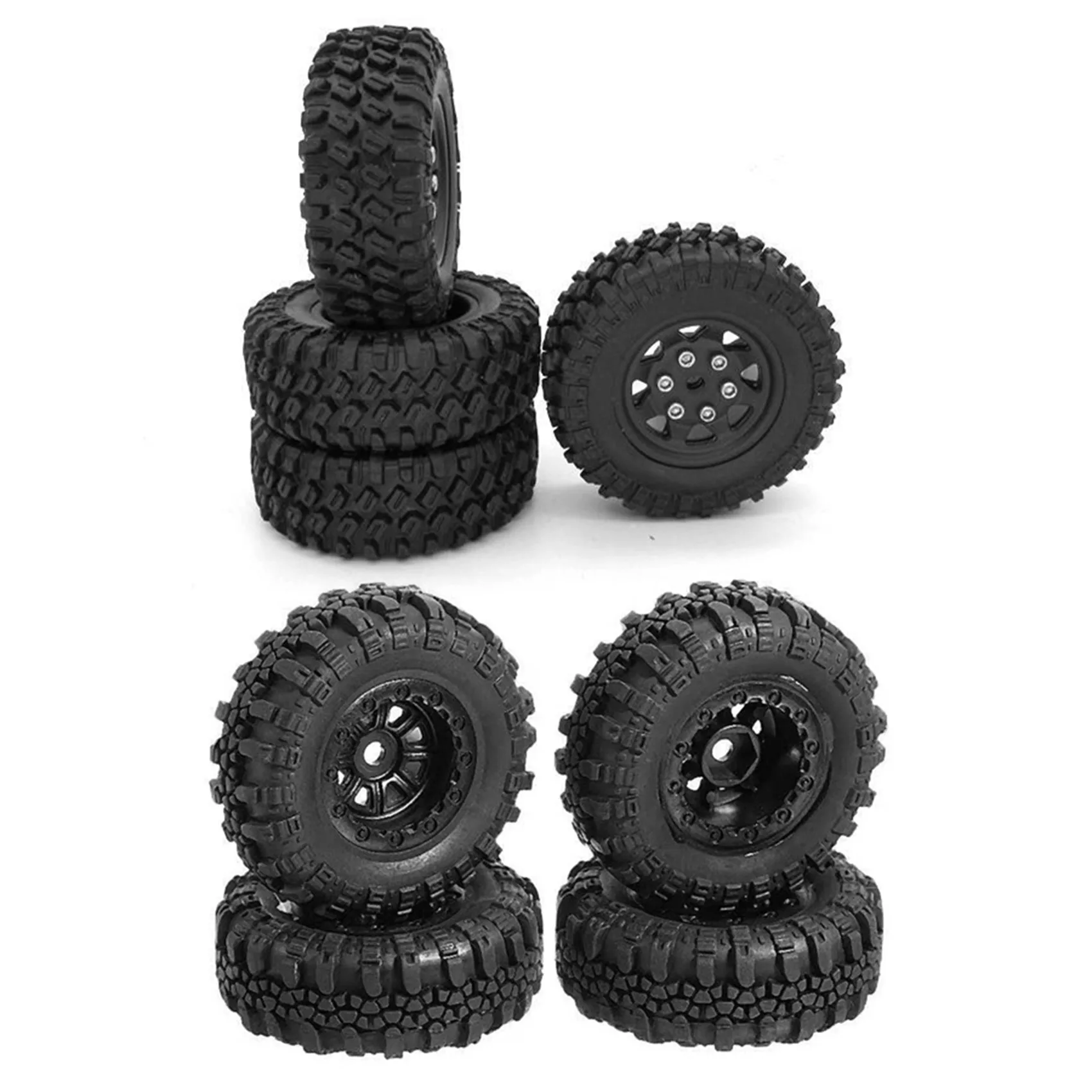 

8PCS 47X18mm Wheel Rims Tires Tyre Set For Axial SCX24 90081 AXI00001 1/24 RC Crawler Car Upgrade Parts Accessories