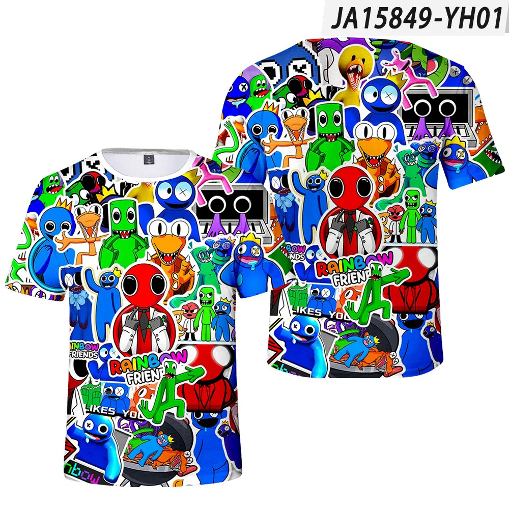 

Детская футболка для косплея «Игра друзей» радуги, летние топы с коротким рукавом для девочек и мальчиков, одежда, футболки, детская спортивная одежда, футболки