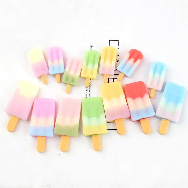 

100pcs Multicolor Ice Cream Popsicle Resin Cabochon Charm DIY Earrings Jewelry Making Accessories Handcrafts Materials 38/53mm