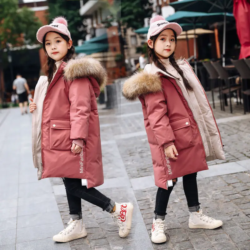 

New Winter Jacket for A Girl Down Cotton Waterproof Hooded Coat Children Outerwear Clothing Teenage Clothes Kids Parka Snowsuit
