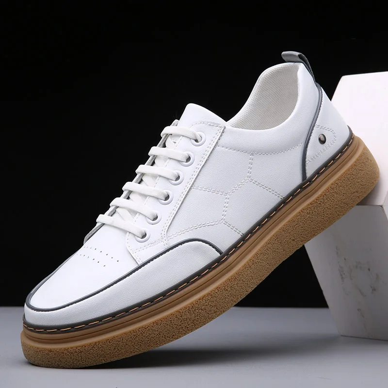 

Men's Shoes High Quality Spring Autumn Genuine Leather Shoes Men Lace Up Outdoor White Sneakers Fashion Driving Shoes A1-22